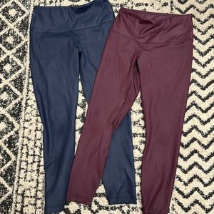 Leather-like shine workout leggings (sold together)